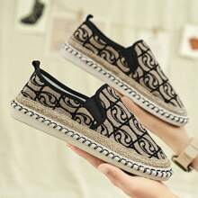 Men's Fashion Casual Sports Shoes Vacation Bohemian Style Embroidery Straw  Fisherman Shoes Cloth Summer Breathable