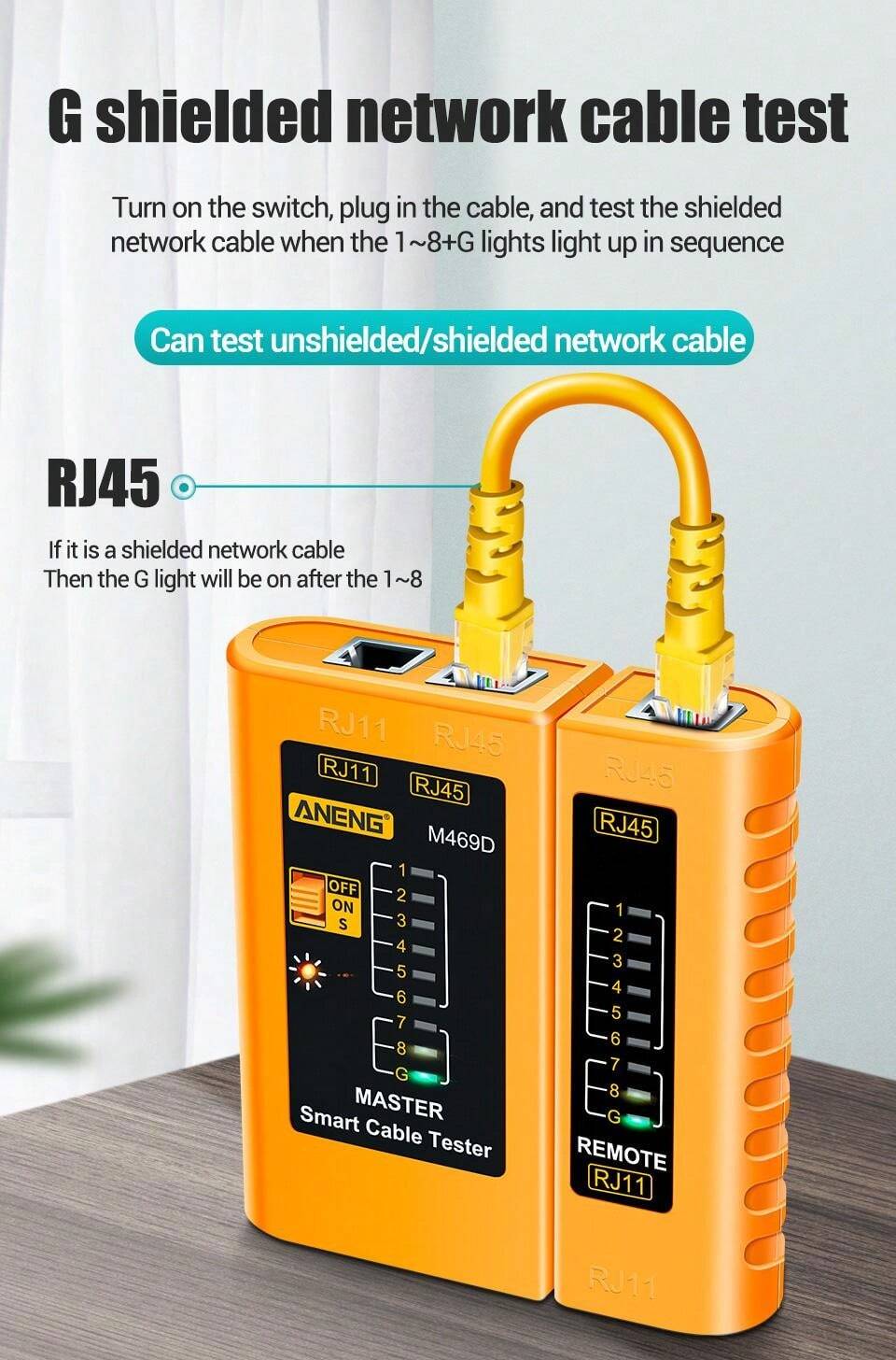 ANENG ANENG M469D Cable Lan Tester Network Cable Tester RJ45 RJ11 RJ12