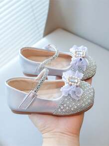 Zapatos de princesa para niñas de estilo nuevo de Primavera/Otoño 2024, zapatos con suela suave de cristal, zapatos para bebés