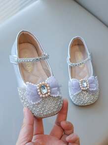 Zapatos de princesa para niñas de estilo nuevo de Primavera/Otoño 2024, zapatos con suela suave de cristal, zapatos para bebés