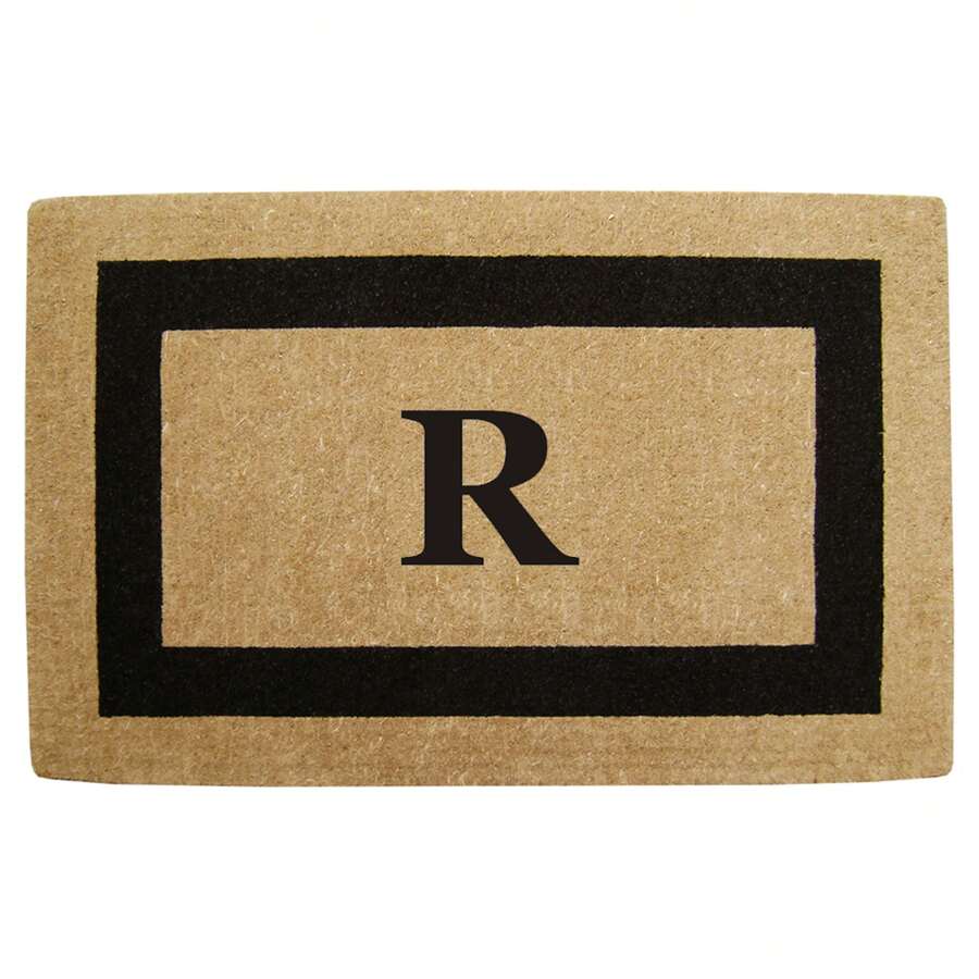 Heavy Duty Coir Doormat Single Picture Frame, Plain - Black 22" X 36" - 字母組合 R - 查看 1