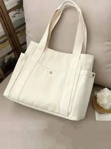 Picture Printed Customizable Canvas Tote Bag, Personalized With Your Own Design, Text Or Photo, Multifunctional Storage Bag, Suitable For DIY, Printing & Embroidery, Shopping, Backpack, Perfect For Graduates, Teenagers, College Students And High School Students, Great For Outdoor, Travel And Back-To-School. Back To School Graduation Gift For Teacher Tote Bag With Zip Beach Bag Holiday Shopping Bag - Beige - View 3