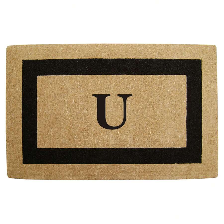 Heavy Duty Coir Doormat Single Picture Frame, Plain - Black 22" X 36" - 字母組合U - 查看 1