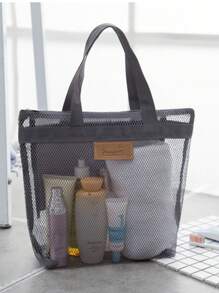 Mesh Zipper Tote Beach Bag, Outdoor Swimming Bag, Travel Portable Cosmetic Bag. 2pcs/Set. - one-size - View 4