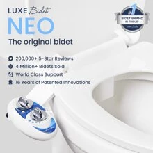 LUXE Bidet NEO 120 - Self-Cleaning Nozzle, Fresh Water Non-Electric Bidet Attachment For Toilet Seat, Adjustable Water Pressure, Rear Wash (Blue, White, Rose Gold) - 藍色 - 查看 2