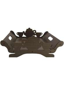 Bandeja Decoração Café Manhã Xícara Bule Marrom 30x20x11 Mdf - Marrom - Visão 2