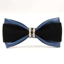 Corbatín de hombre de moda de piel de PU con tachuelas de cristal brillante, adecuado para bodas, fiestas, escenario o cócteles, disponible en múltiples colores