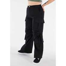 Cargo Pants - High Waisted - Full Length - Black Comfort Fit Versatile Lightweight - Black - View 5