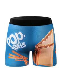 1件装男士3D卡通印花长款内裤，舒适拳击短裤。男士新奇内裤，跑步运动健身三角裤。 - 彩色 - 查看 2