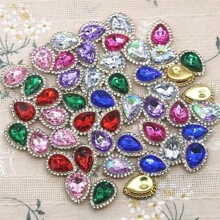 50pcs Oval Teardrop Rhinestone Crystal Sew-On Beads For Clothing, Hat, Shoe, Bag Embellishment - Oval - View 4