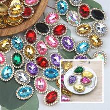 50pcs Oval Teardrop Rhinestone Crystal Sew-On Beads For Clothing, Hat, Shoe, Bag Embellishment - Oval - View 1