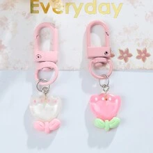 1pc Resin Tulip Flower Creative And Simple Keychain Bag Accessory - Multicolor - View 1