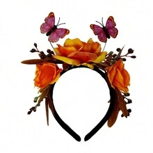 新品蝴蝶花朵图案发箍，万圣节派对角色扮演头带，舞台表演个性化装扮道具 - 彩色 - 查看 7