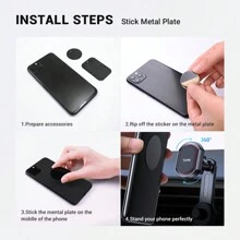 TOPK TOPK D37T Magnetic Car Phone Mount, 3-Point Support 360° Rotating Extended Arm Extendable Metal Hook Powerful Magnetic Phone Holder For Cars