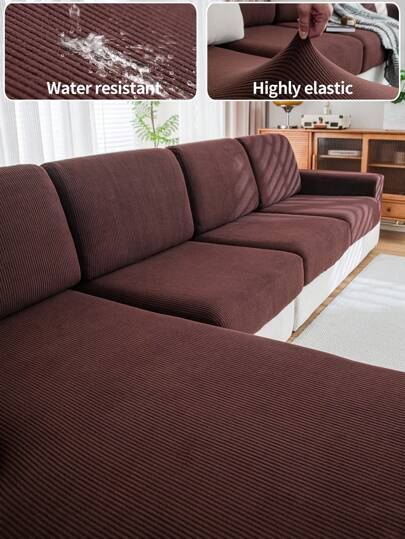 1pc Waterproof Jacquard Universal Elastic Sofa Cover, Minimalist Modern Style Anti-Slip Sofa Slipcover, Living Room Sofa Protector Cover For L-Shaped Sofa And 1/2/3/4 Seater Sofa, All Seasons
