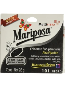 Mariposa Colorante Para Ropa, Pastilla De Color Negro Numero 101, 4 Pastillas,