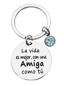 1pc Best Friend Spanish Love Gift Keychain For Men, Friendship Key Chain, Birthday Present, Wholesale - Multicolor - View 12