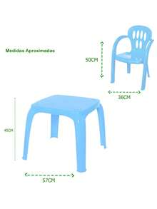 Mesinha Infantil Com 4 Cadeiras Alimentação Atividades Didática P/ Crianças - Azul - Visão 3