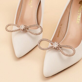 1 Pair Handmade Champagne Color Rhinestone Shoe Clips, Suitable For Wedding Shoes, High Heels, Flats, DIY Detachable Shoe Decor