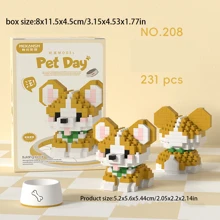 Pet Series Khối xây dựng động vật Đồ chơi mèo và chó Trang trí máy tính để bàn cho quà tặng lễ hội - Mèo con và chó con Maconium - Xem 4