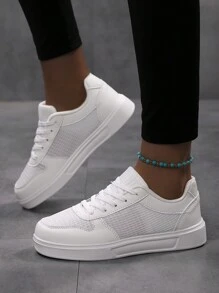 Women's Sneakers 2024 Spring/Summer New Arrival Breathable Casual White Shoes, Versatile Mesh Sneakers - White - View 3