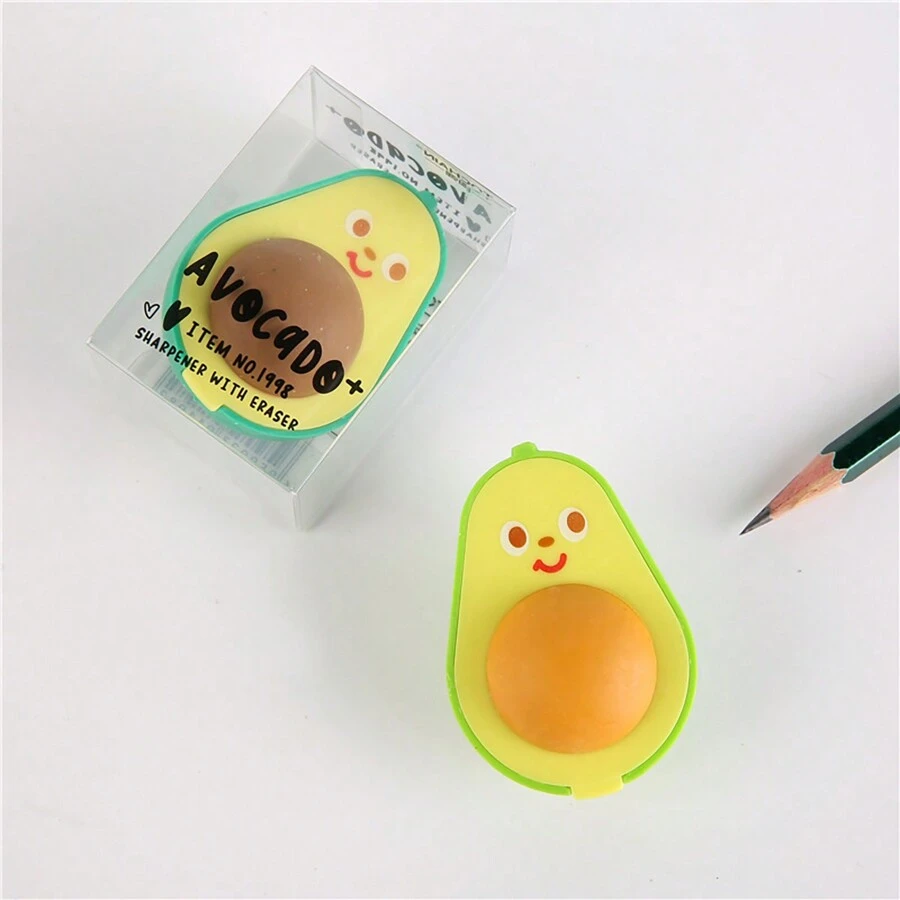 Random Avocado Shaped Dual Hole Pencil Sharpener With Eraser Function ...