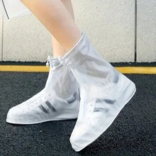 2pcs Zipper PVC Rain Shoe Covers (Please Order One Or Two Sizes Up From Your Normal Shoe Size) Anti-Slip Thick-Soled Rain Shoe Covers, Unisex Outdoor Travel Waterproof Slip-Resistant Overshoes, Back To School Supplies
