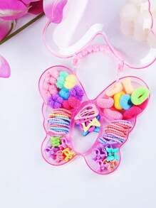 1pc Girls Cute Flower, Butterfly, Candy, Bow-Knot, Square Transparent Handle Clip, Hair Towel Ring, Mini Claw Hair Clip Headpiece Accessories, Suitable For Daily, Vacation, Party, Gift For Kids (Color Random)