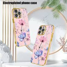 花卉彩绘油画防摔电镀手机壳兼容 Apple IPhone 11/12/13/14/15 Pro Max、Samsung S22/23/24 Plus、OPPO、VIVO、Redmi 13c+、Moto G Redmi Note 13c/12/11 Pro、Enjoy 20/30/40/50/60/70、HONOR 90/80/70/60/50、X9/X8/X7/X6/X5 AB+，防摔电镀手机壳 - 粉色 - 查看 4