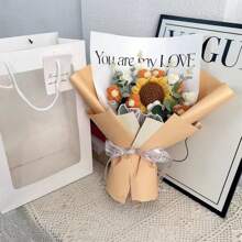 1 件手工针织纱线牡丹花束，情人节、母亲节、毕业典礼、生日的现成礼物 - 多色 - 查看 12