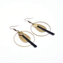 1 paire de boucles d'oreilles à pendentif rond et évidé de style bohémien, plaqué bronze vintage, cadeau de fête unique pour femmes
