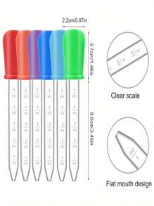 6pcs Liquid Droppers, Silicone And Plastic Pipettes Transfer Eyedropper With Bulb Tip Back To School - 6pcs Random Colors - View 4
