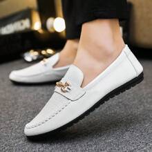 Men's Casual Penny Loafers, Versatile Soft Bottom Slip-On Personalized Shoes - White - View 2