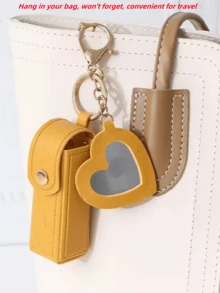 时尚迷你口红钥匙扣，可爱便携口红包。礼物。钱包钥匙扣，口红迷你收纳包，精美汽车钥匙扣挂件，迷你爱心小镜子随身带，情侣钥匙扣，女士包包挂件装饰，出行方便 - 彩色 - 查看 11