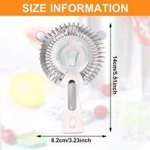1 pieza o 2 piezas de colador de cóctel con muelle de alta densidad, filtro de acero inoxidable, accesorio de cóctel, colador de hielo, filtrar impurezas, mejorar la calidad del sabor, ajustar la concentración y mejorar la apariencia. Adecuado para bares, restaurantes, mixólogos y uso doméstico. - Plateado - Ver 2