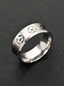 1pc Boys Soccer Pattern Ring High Quality Stainless Steel Sports Jewelry For Boy - one-size - View 2