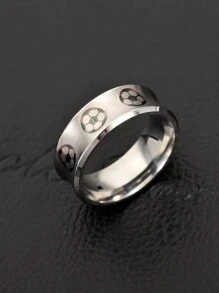 1pc Boys Soccer Pattern Ring High Quality Stainless Steel Sports Jewelry For Boy - one-size - View 3