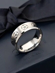 1pc Boys Soccer Pattern Ring High Quality Stainless Steel Sports Jewelry For Boy - one-size - View 5