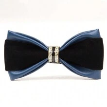 Corbatín de hombre de moda de piel de PU con tachuelas de cristal brillante, adecuado para bodas, fiestas, escenario o cócteles, disponible en múltiples colores