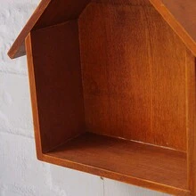 1pc Wooden House-Shaped Wall Shelf, Dining Room Storage Rack Decoration - Small House Storage Rack - View 3