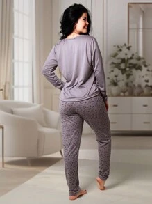 Pijama Feminino de Suede Calça e Blusa Manga longa Inverno REF:1076