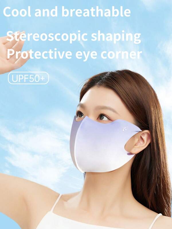 1 pieza Mascarilla protectora solar para mujer con tela refrescante de seda de hielo, adecuada para playa, actividades al aire libre, bloquea eficazmente los rayos UV y protege los ojos y la cara
