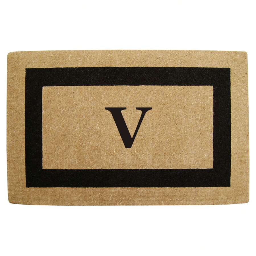 Heavy Duty Coir Doormat Single Picture Frame, Plain - Black 22" X 36" - 字母組合V - 查看 1