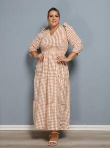 Plus Size Dresses - Apricot - View 2