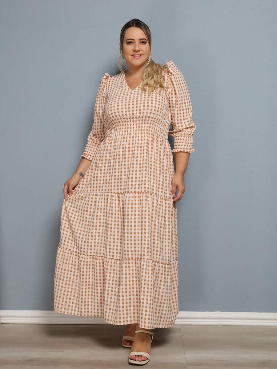 Plus Size Dresses - Apricot - View 1