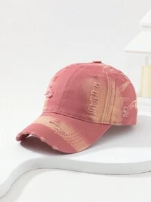 Street 1pc Women's Fashionable Distressed Tie-Dye Washed Out Baseball Cap, Perfect For Daily Wear In Spring And Summer - Multicolor - View 13