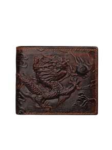 RFID Blocking Vintage Men Wallet Genuine Leather 3D Printed Dragon Card Holder Wallet Pocket For Men Wallet Purse Wallet Men Wallet Leather