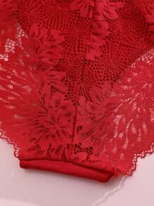 女士红色圣诞新年蕾丝图案拼接舒适性感内裤