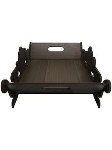 Bandeja Decoração Café Manhã Xícara Bule Marrom 30x20x11 Mdf - Marrom - Visão 3