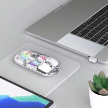 HXSJ Dual-Mode Wireless Mouse RGB Light Transparent Shell 2.4G Photoelectric Mouse With 4 Buttons Suitable For Home And Office Use - White - View 7